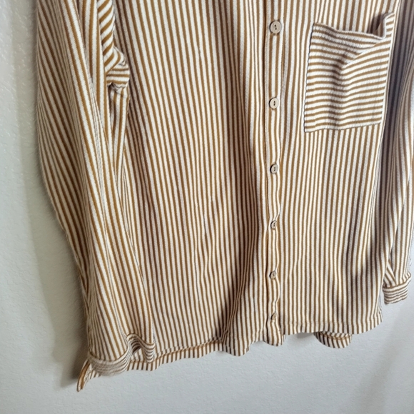 Free People Beach Better Days Button Down  Stripped Shirt Sz L - Picture 4 of 9